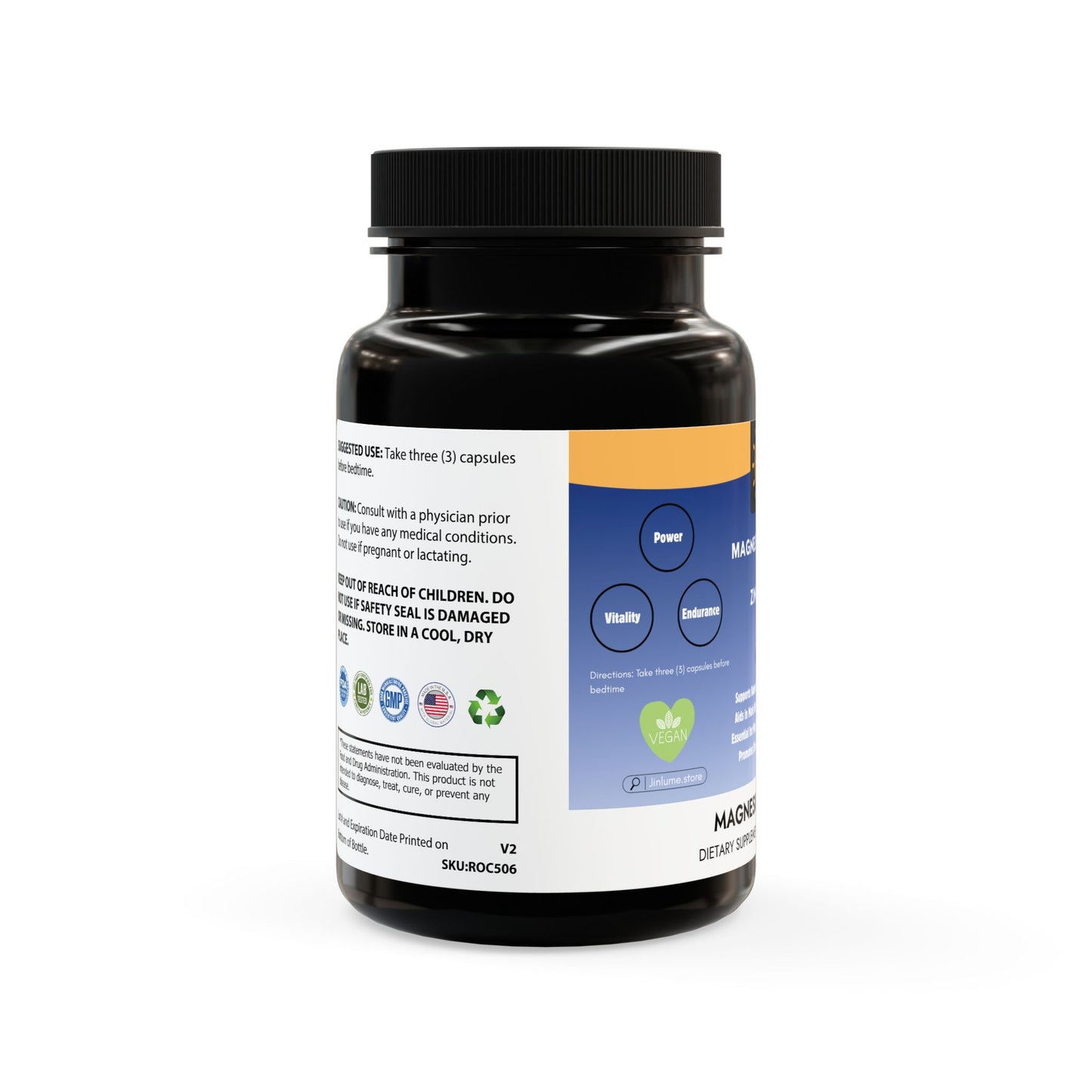 Magnesium 200MG and Zinc 30MG Supplement (90 Capsules)-Jinlume Inner Salf-Care