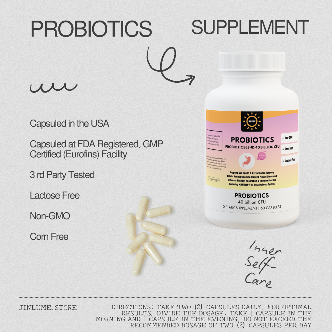 Probiotics Blend 40 Billion CFU Supplement (60 Capsules) - Jinlume Inner Self-Care